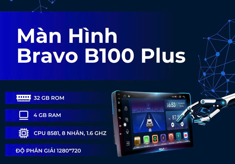 Màn hình Android Bravo B100 Plus (RAM 4G – ROM 32G) - Image 2