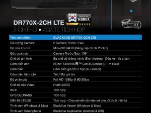 Camera Hành Trình Ô Tô Cao Cấp BLACKVUE DR770X-2CH |CÓ LTE TÍCH HỢP MỚI 2025 – Made in Korea